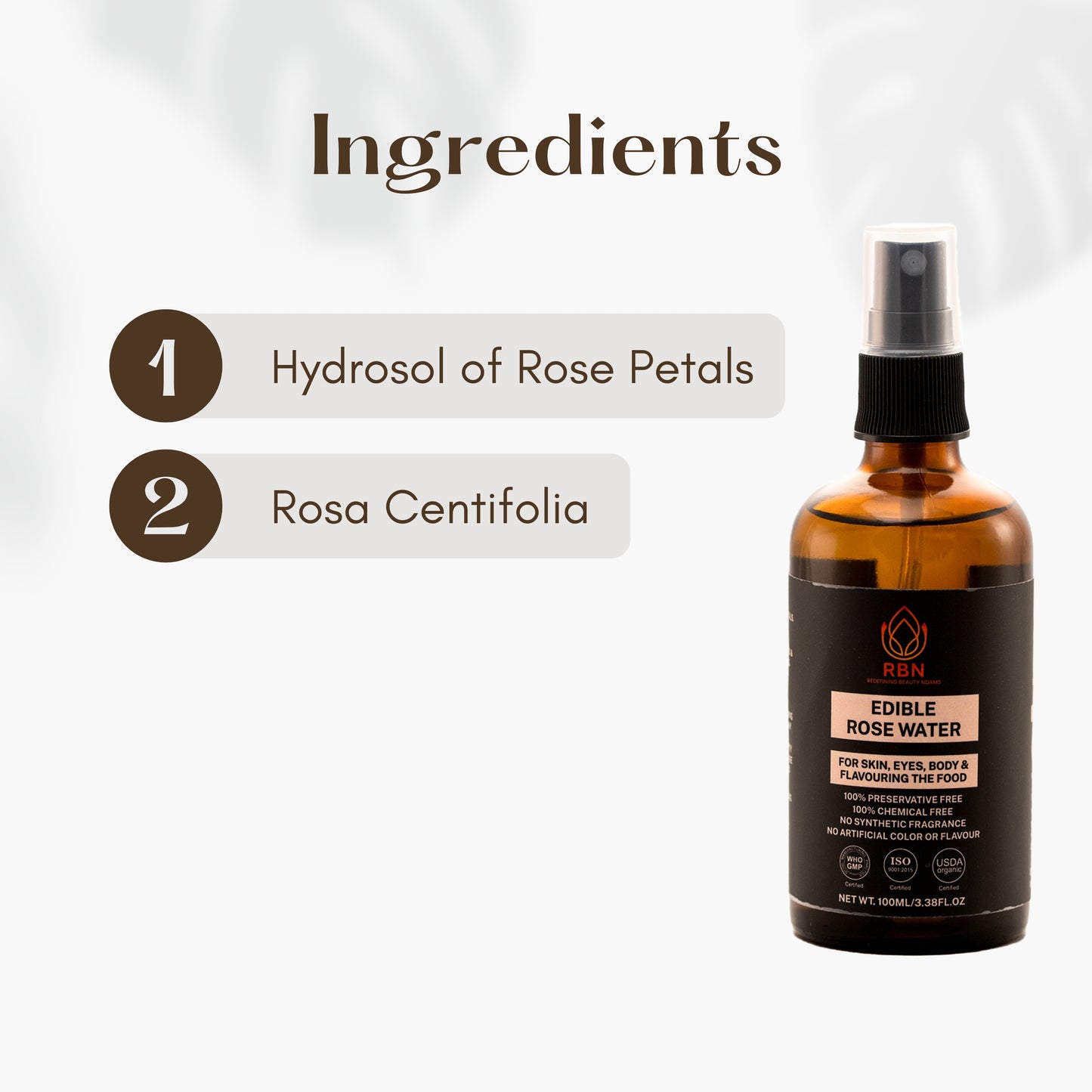 Purest Organic Rose Water Ingredients